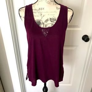 Burgundy lace back tank